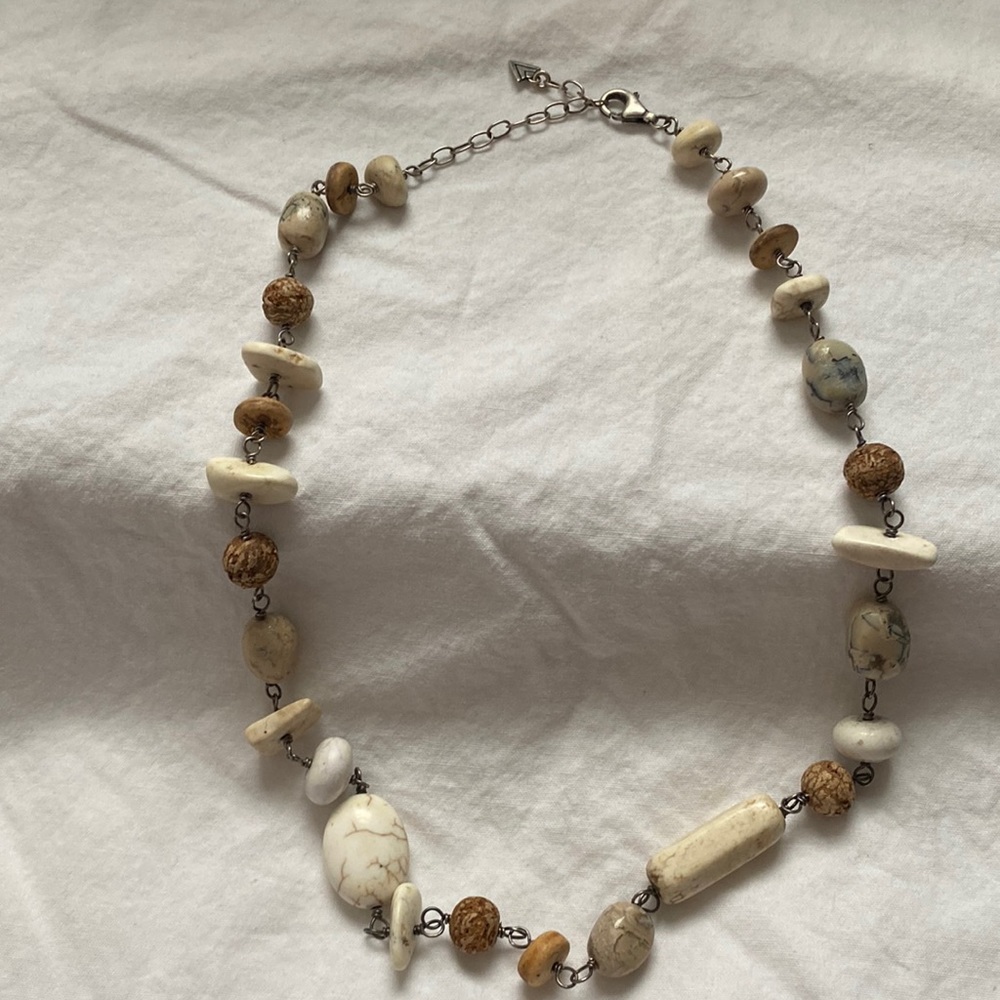 Retired Silpada Multi-Stone Tan Disc Necklace N1692